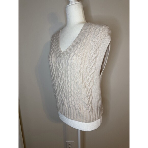 Garnet Hill Cabled Cashmere Cream Sweater Vest XS Quiet Luxury - Picture 3 of 8